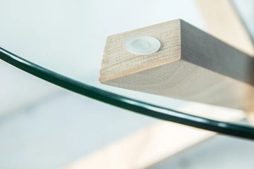 Круглый столик Оникс-3, Натуральный массив/Прозрачное стекло в Асбесте - предосмотр 2