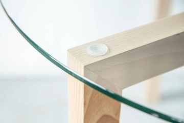 Круглый столик Оникс-7, Натуральный массив/Прозрачное стекло в Кушве - предосмотр 5