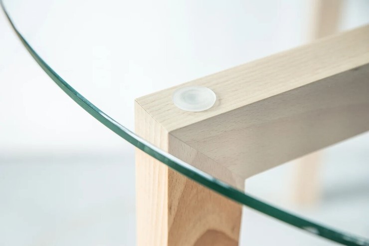 Круглый столик Оникс-7, Натуральный массив/Прозрачное стекло в Кушве - изображение 5