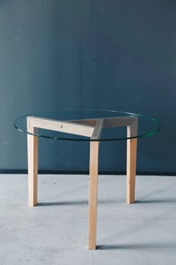 Круглый столик Оникс-7, Натуральный массив/Прозрачное стекло в Кушве - предосмотр 2