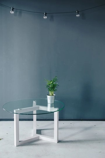 Круглый столик Оникс-8, Выбеленный дуб/Прозрачное стекло в Кушве - изображение 2