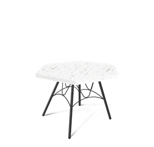Шестигранный столик SHT-S100 / SHT-ТT20 60 ЛДСП (мрамор каррара белый/черный муар) в Ревде