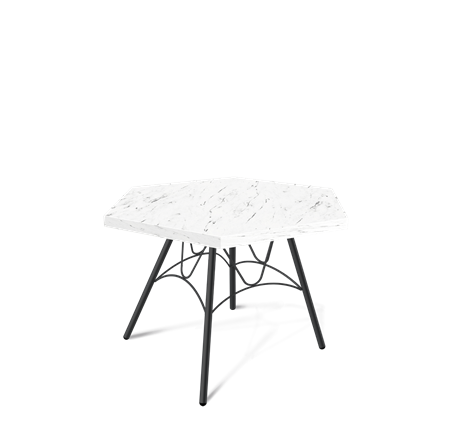 Шестигранный столик SHT-S100 / SHT-ТT20 60 ЛДСП (мрамор каррара белый/черный муар) в Екатеринбурге - изображение