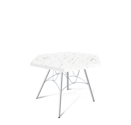 Шестигранный столик SHT-S100 / SHT-ТT20 60 ЛДСП (мрамор каррара белый/хром лак) в Екатеринбурге - изображение