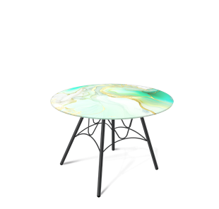 Круглый столик SHT-S100 / SHT-TT32 60 стекло/МДФ (лазурно голубой/черный муар) в Первоуральске