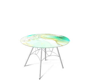 Круглый стол SHT-S100 / SHT-TT32 60 стекло/МДФ (лазурно голубой/хром лак) в Кушве