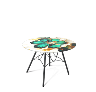 Круглый столик SHT-S100 / SHT-TT32 60 стекло/МДФ (малахитово зеленый/черный муар) в Краснотурьинске
