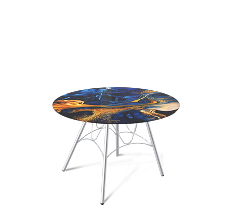 Столик круглый SHT-S100 / SHT-TT32 60 стекло/МДФ (синий сапфир/хром лак) в Первоуральске - изображение