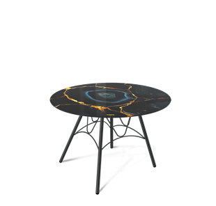 Столик круглый SHT-S100 / SHT-TT32 60 стекло/МДФ (титановый кварц/черный муар) в Первоуральске - предосмотр