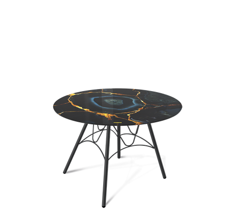 Столик круглый SHT-S100 / SHT-TT32 60 стекло/МДФ (титановый кварц/черный муар) в Первоуральске - изображение