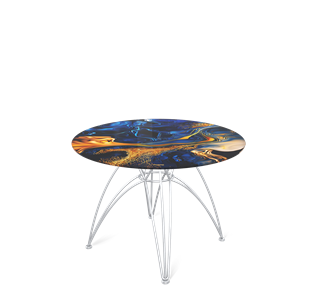 Круглый столик SHT-S112 / SHT-TT32 60 стекло/МДФ (синий сапфир/хром лак) в Первоуральске