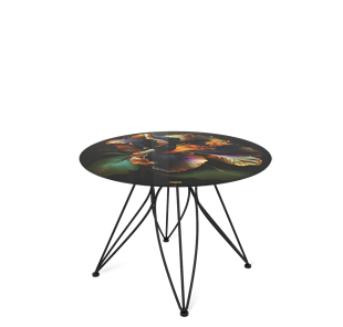 Круглый столик SHT-S113 / SHT-TT32 60 стекло/МДФ (ночной цветок/черный муар) в Кушве