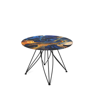 Круглый стол SHT-S113 / SHT-TT32 60 стекло/МДФ (синий сапфир/черный муар) в Кушве