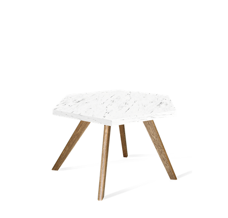Шестигранный столик SHT-S39 / SHT-ТT20 60 ЛДСП (мрамор каррара белый/брашированный коричневый) в Екатеринбурге - изображение