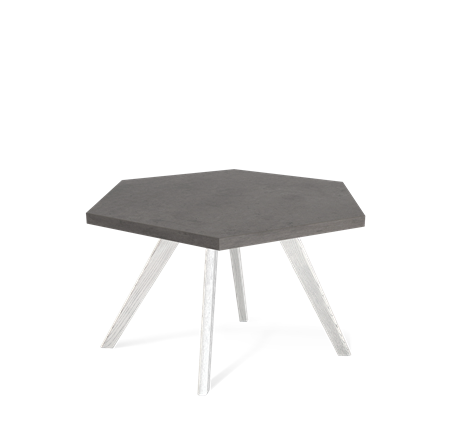 Круглый столик SHT-S39 / SHT-ТT20 70 ЛДСП (бетон чикаго темно-серый/белый/патина серебро) в Екатеринбурге - изображение