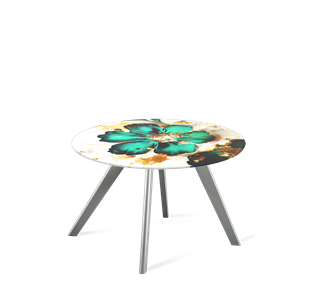 Круглый столик SHT-S39 / SHT-TT32 60 стекло/МДФ (малахитово зеленый/серый) в Кушве