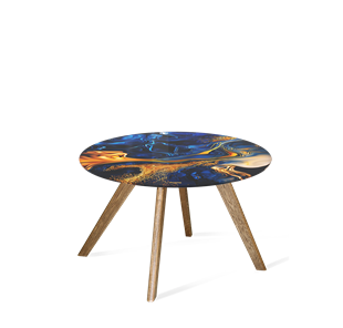 Круглый столик SHT-S39 / SHT-TT32 60 стекло/МДФ (синий сапфир/брашированный коричневый) в Краснотурьинске