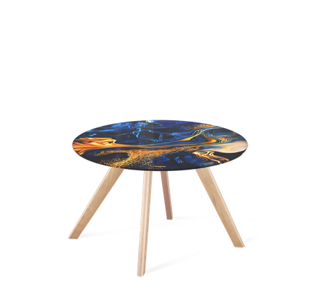 Круглый стол SHT-S39 / SHT-TT32 60 стекло/МДФ (синий сапфир/прозрачный лак) в Первоуральске - изображение