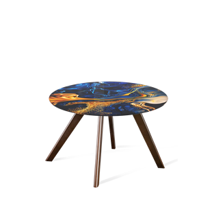 Круглый стол SHT-S39 / SHT-TT32 60 стекло/МДФ (синий сапфир/венге) в Кушве