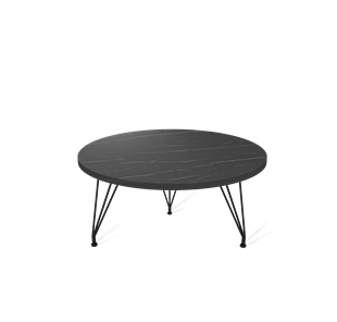 Круглый столик SHT-TU29/H36 / SHT-ТT 60 ЛДСП (камень пьетра гриджио черный/черный муар) 3 ножки в Ревде
