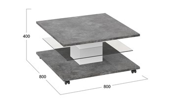 Квадратный стол Diamond тип 1 (Белый/Ателье темный глянец) в Ревде - предосмотр 2