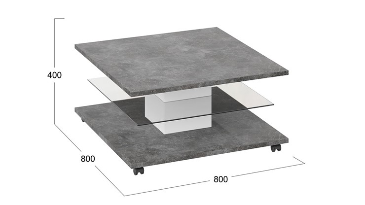 Квадратный стол Diamond тип 1 (Белый/Ателье темный глянец) в Ревде - изображение 2
