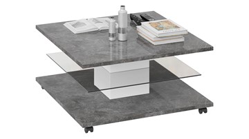 Квадратный стол Diamond тип 1 (Белый/Ателье темный глянец) в Асбесте