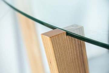 Овальный столик Оникс-6, Натуральный массив/Прозрачное стекло в Екатеринбурге - предосмотр 2