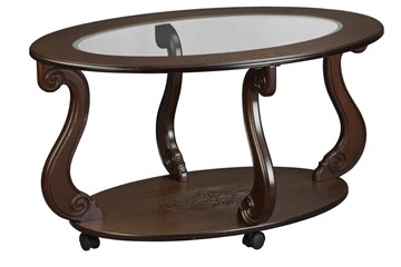 Стеклянный столик Овация-С, на колесах, темно-коричневый в Первоуральске