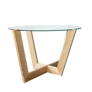 Овальный столик Оникс-6, Натуральный массив/Прозрачное стекло в Кушве