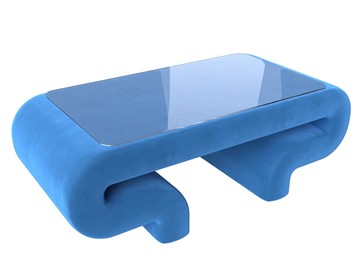 Стеклянный столик в гостиную Волна, голубой (велюр) в Екатеринбурге