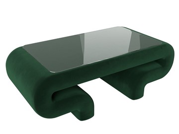 Стеклянный столик в зал Волна, зеленый (велюр) в Полевском