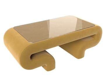 Стеклянный столик в гостиную Волна, желтый (микровельвет) в Полевском