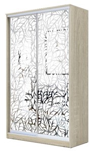 Шкаф 2-х створчатый 2400х1682х620 два зеркала, "Листья" ХИТ 24-17-66-17 Дуб Сонома в Первоуральске