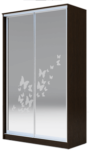 Шкаф 2400х1500х420 два зеркала, "Бабочки" ХИТ 24-4-15-66-05 Венге Аруба в Асбесте