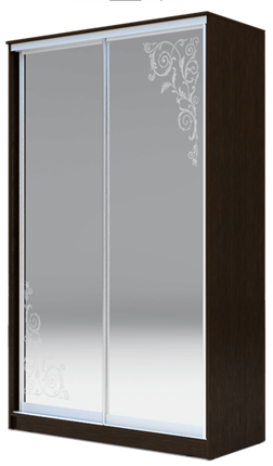 Шкаф 2-х дверный 2400х1200х420 два зеркала, "Орнамент" ХИТ 24-4-12-66-09 Венге Аруба в Екатеринбурге - изображение
