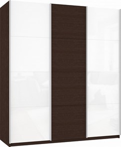 Шкаф Прайм (Белое стекло/ДСП/Белое стекло) 2100x570x2300, венге в Асбесте