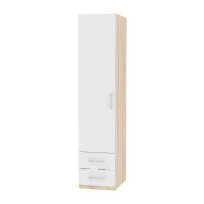 Распашной шкаф Риал (H20) 198х45х45 ручка рейлинг, Белый/ДСС в Полевском - изображение