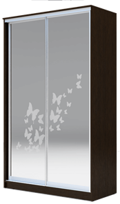 Шкаф 2-х дверный 2200х1682х420 два зеркала, "Бабочки" ХИТ 22-4-17-66-05 Венге Аруба в Первоуральске - предосмотр