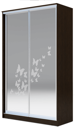 Шкаф 2-х дверный 2200х1682х420 два зеркала, "Бабочки" ХИТ 22-4-17-66-05 Венге Аруба в Первоуральске - изображение