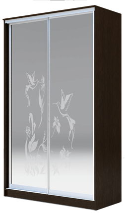 Шкаф 2-х дверный 2400х1500х420 два зеркала, "Колибри" ХИТ 24-4-15-66-03 Венге Аруба в Екатеринбурге - изображение