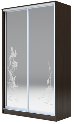 Шкаф двухдверный 2400х1682х620 два зеркала, "Цапли" ХИТ 24-17-66-01 Венге Аруба в Ревде - изображение