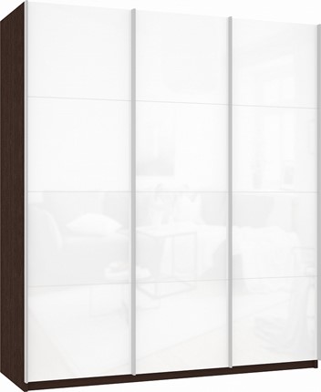 Шкаф-купе Прайм (3 Белое стекло) 2100x570x2300, венге в Екатеринбурге - изображение