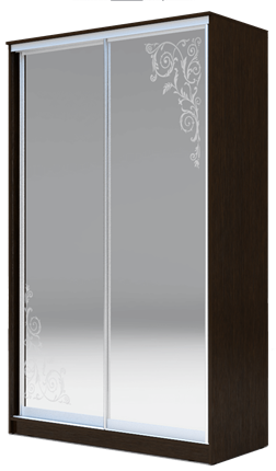 Шкаф 2300х1200х620 два зеркала, "Орнамент" ХИТ 23-12-66-09 Венге Аруба в Первоуральске - изображение