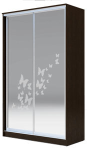 Шкаф двухстворчатый 2400х1682х620 два зеркала, "Бабочки" ХИТ 24-17-66-05 Венге Аруба в Кушве