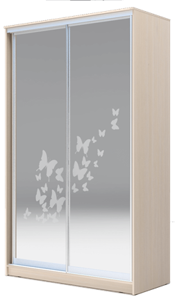 Шкаф 2200х1682х420 два зеркала, "Бабочки" ХИТ 22-4-17-66-05 Ясень Дуб Млечный в Краснотурьинске - изображение