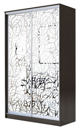Шкаф 2-х дверный 2200х1362х620 два зеркала, "Листья" ХИТ 22-14-66-17 Венге в Екатеринбурге - изображение