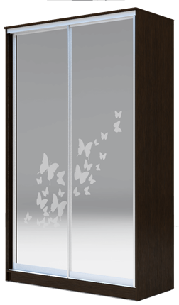 Шкаф 2-х створчатый 2300х1200х420 два зеркала, "Бабочки" ХИТ 23-4-12-66-05 Венге Аруба в Екатеринбурге - изображение