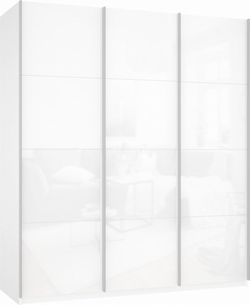 Шкаф 3-х створчатый Прайм (3 Белое стекло) 2100x570x2300, белый снег в Екатеринбурге - изображение