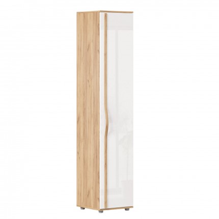 Шкаф 1-дверный Марта-2 ЛД 136.010, Дуб золотой/Белый глянец в Первоуральске - изображение